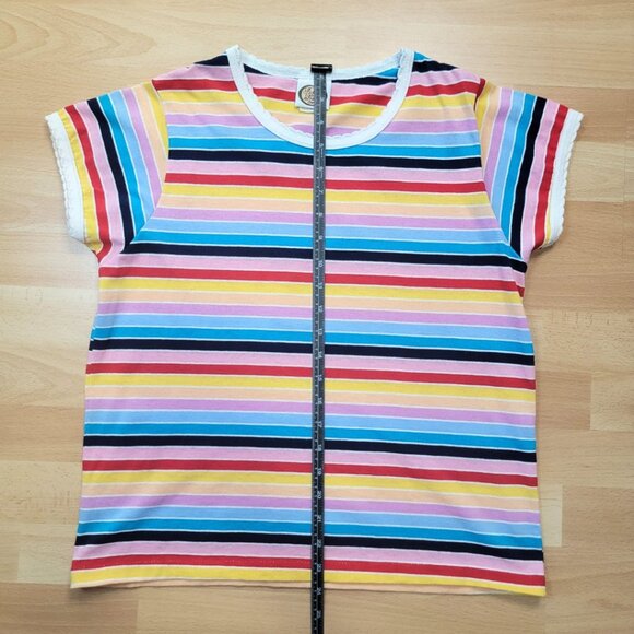 Picket and Post Colorful Striped Short Sleeve Top | Size: Medium - Picture 4 of 13